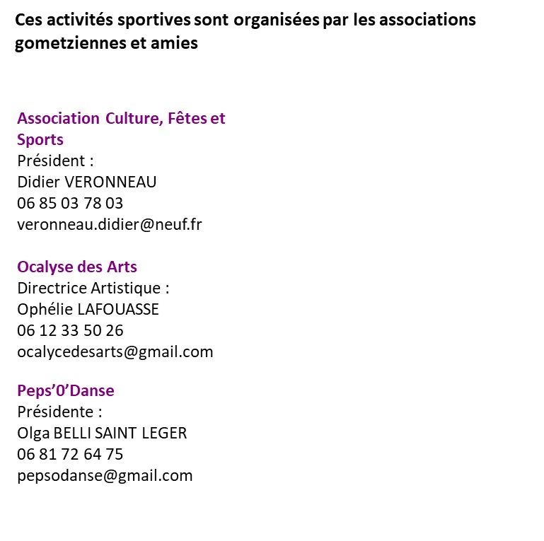 contacts pages sportives 2024 2025